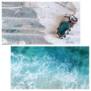 Vintage Necklace Native American Made Blue Silver